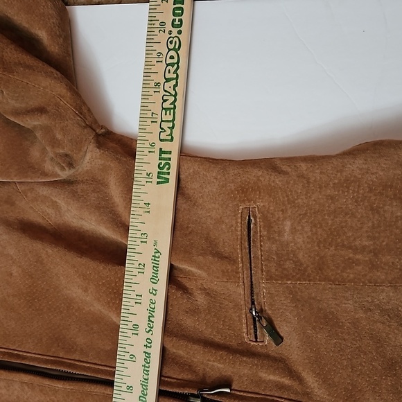 Live a Little 100% Leather Suede Jacket sz SP Tan Pre-owned - Picture 7 of 8